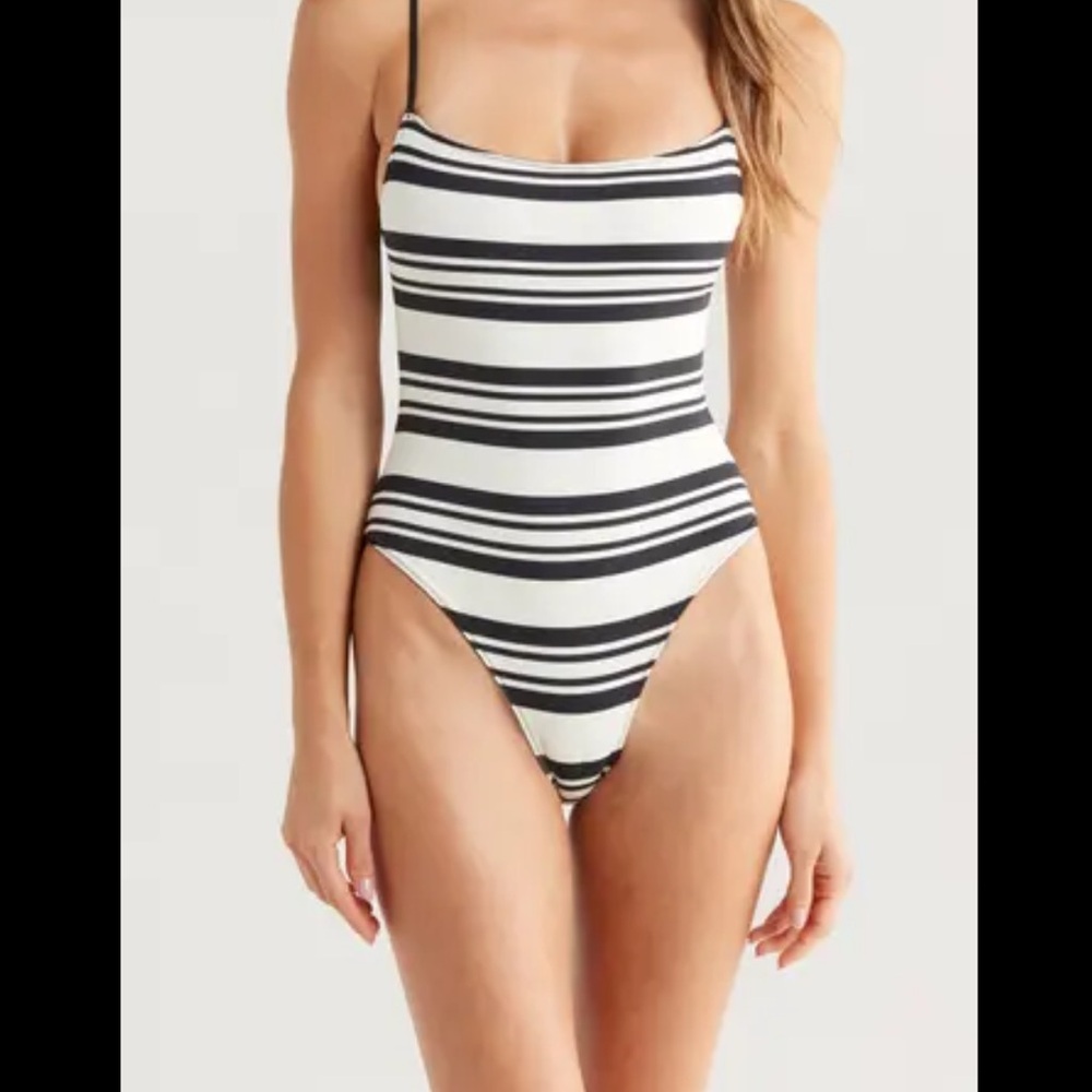 SOLID & STRIPED Monochrome Striped One-Piece